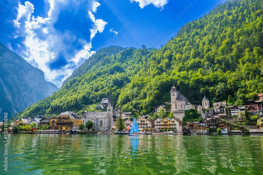 Naklejka premium The village of Hallstatt and the district of Gmunden and Oberösterreich, Austria