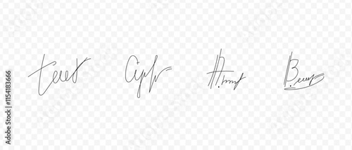 Fake signatures. Fake autograph. Personal signature calligraphy. Contrived signature. Various autographs for documents. Ink autograph	
