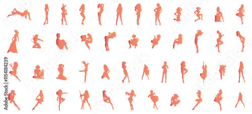 Acrobatic move and pose icon set