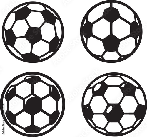 Soccer Balls Stylized Set Vector Illustration Graphic