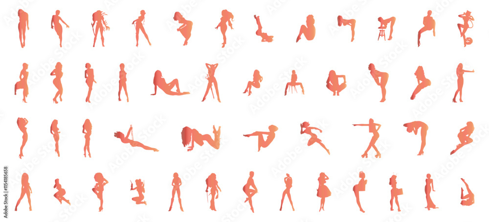 Acrobatic move and pose icon set Acrobatic move and pose icon set