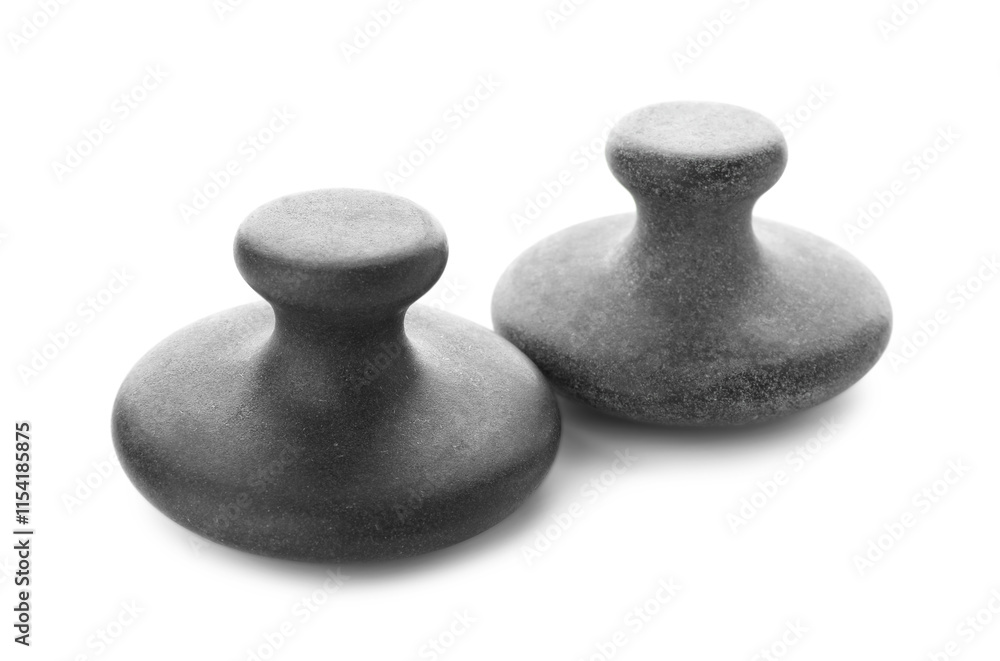 Massage stones isolated on white. Spa treatment
