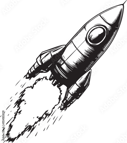 Space Rocket Stylized Vector Illustration Graphic