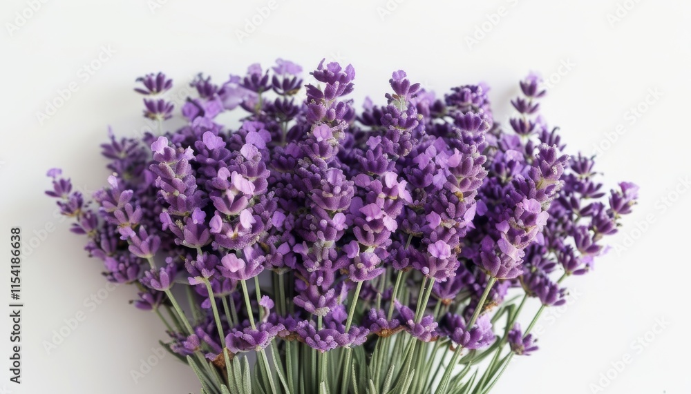 Obraz premium Fresh Bunch of Lavender Flowers Against a Clean Background in Vibrant Topaz Color