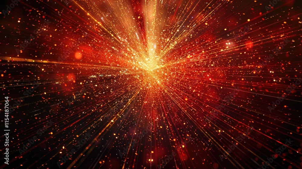 Fototapeta premium A vibrant explosion of light and particles, evoking energy and motion.