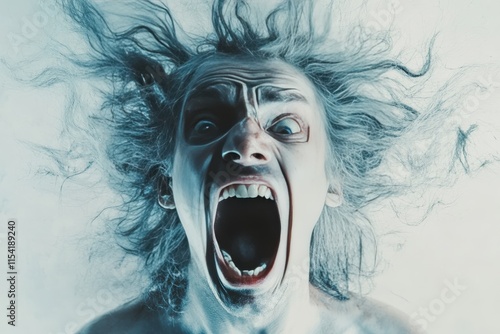A Man With Wild Hair Screaming Loudly