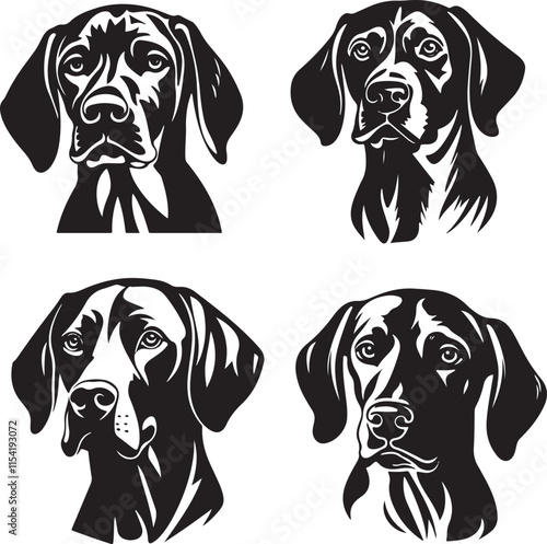 Weimarner Dog Head Stencil Set Vector Illustration Graphic