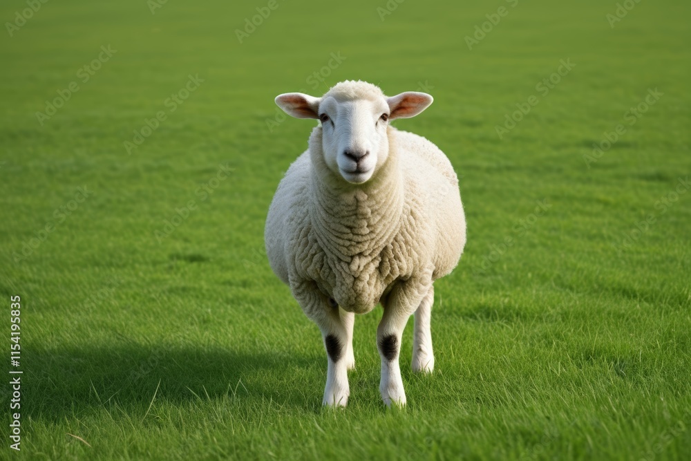 there is a sheep standing in a field of grass looking at the camera there is a sheep standing in a field of grass looking at the camera