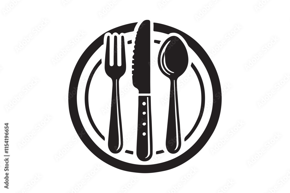 Dinner Plate, Fork and Knife Silhouette Dinner Plate, Fork and Knife Silhouette