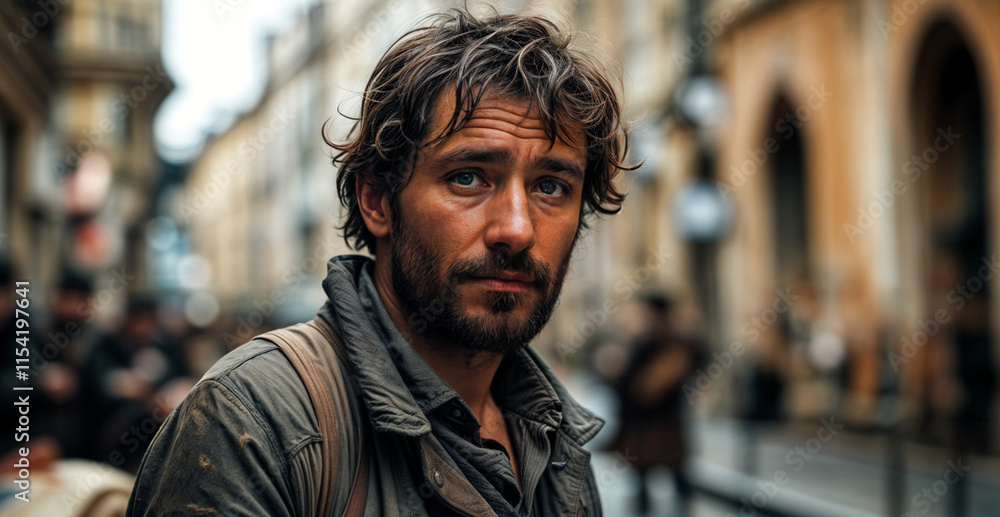 A beggar man in the city. A beggar man in the city.