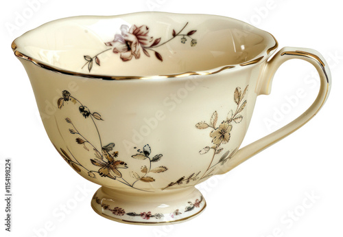 PNG Cottagecore vintage tea cup porcelain art kitchenware.