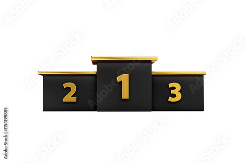 Gold And Black Winner Podium On White Isolated Background 3d Illustration
