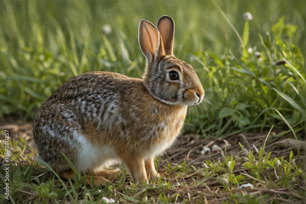 Fototapeta premium there is a rabbit that is sitting in the grass