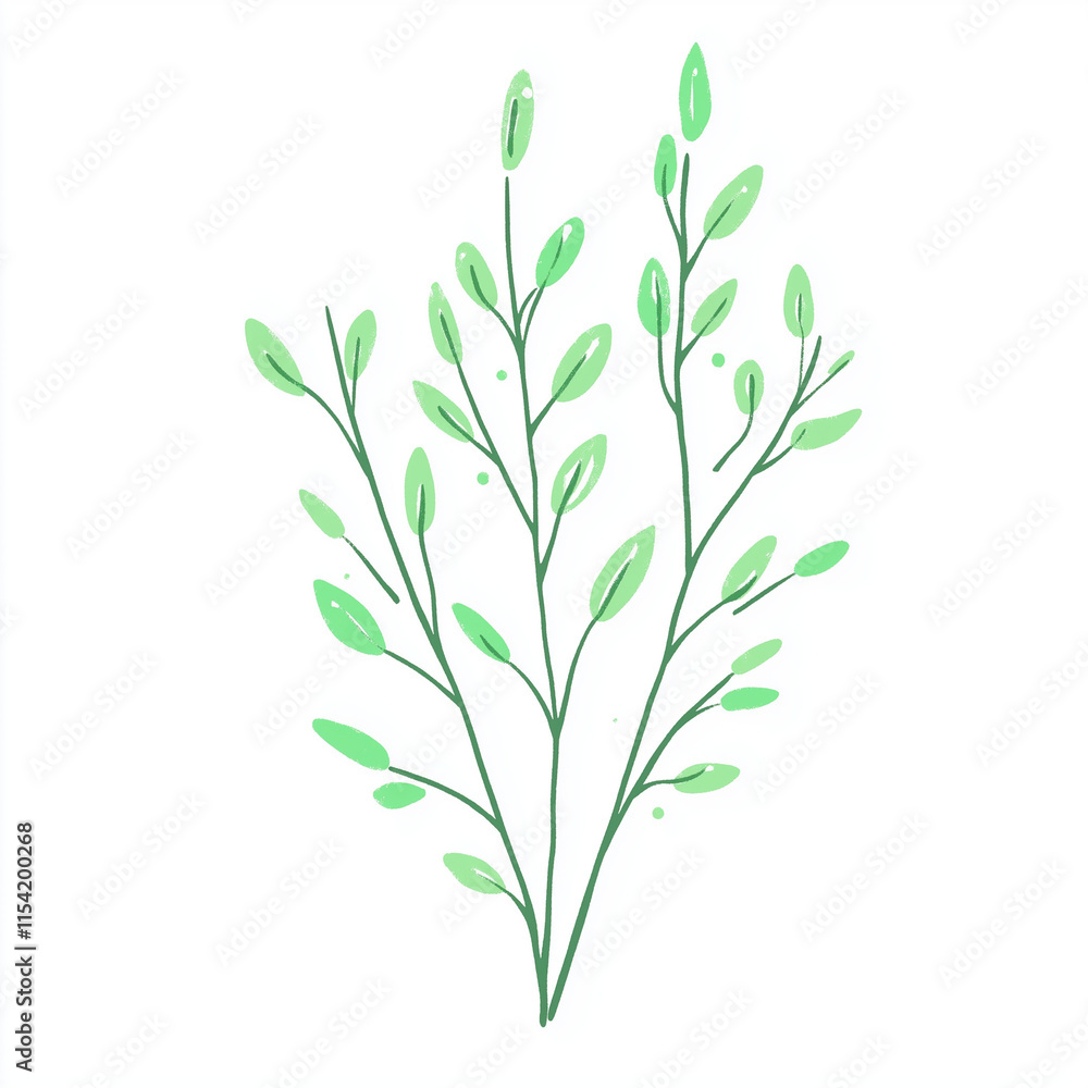 Fototapeta premium Cute minimalistic plant illustration on white background, vector style