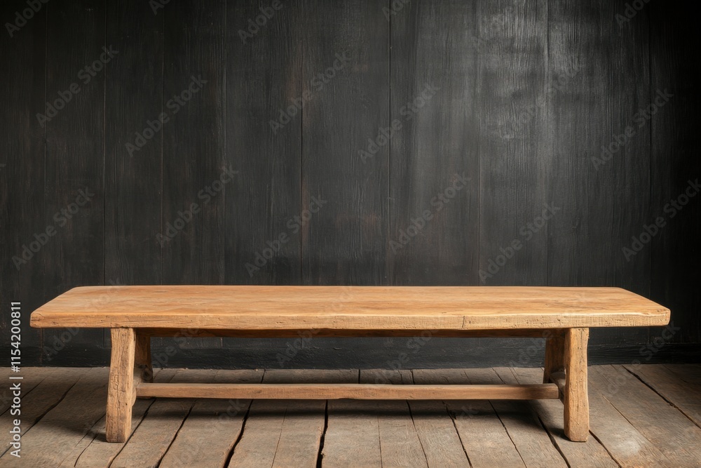 Simple Rustic Wooden Table with Dark Background and Flooring Texture Simple Rustic Wooden Table with Dark Background and Flooring Texture