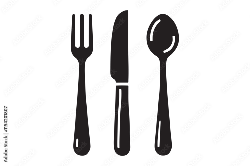 Dinner Plate, Fork and Knife Silhouette Dinner Plate, Fork and Knife Silhouette