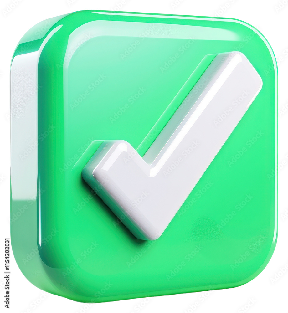 PNG 3d white check accept illustration green icon. PNG 3d white check accept illustration green icon.