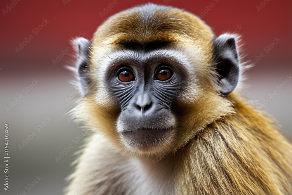 Fototapeta premium arafed monkey with a long hair and a brown face