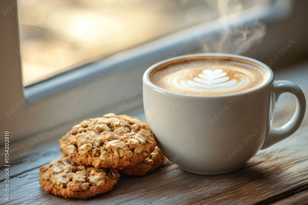 A cup of coffee and cookies on a table, next to a morning newspaper and a pair of reading glasses, illuminated by soft sunlight filtering through a window. A cup of coffee and cookies on a table, next to a morning newspaper and a pair of reading glasses, illuminated by soft sunlight filtering through a window.