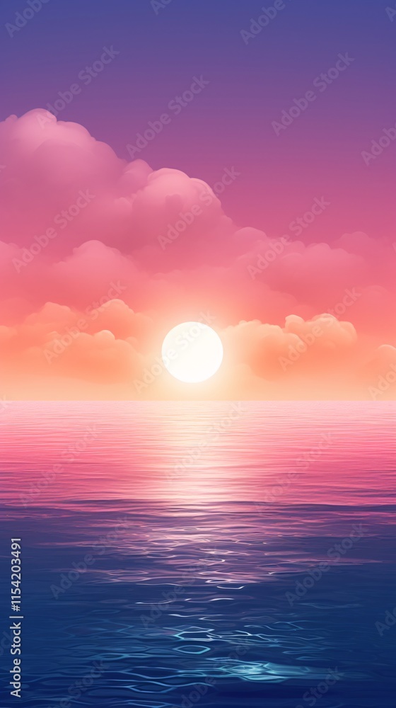 Vibrant Sunset Over Calm Ocean With Gradient Colors Vibrant Sunset Over Calm Ocean With Gradient Colors