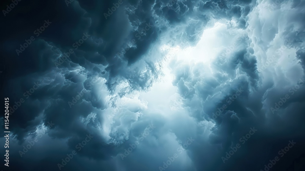 Obraz premium Dramatic dark storm clouds with a bright center.