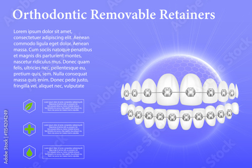 3D realistic composition of dental implantation. Illustration of dental activity.