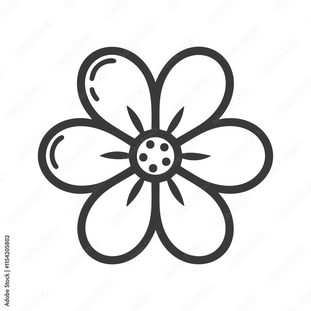 Black linear vector illustration of a flower Black linear vector illustration of a flower