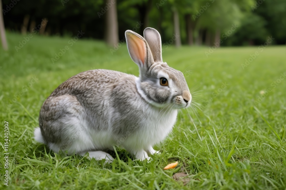 there is a rabbit that is sitting in the grass eating there is a rabbit that is sitting in the grass eating