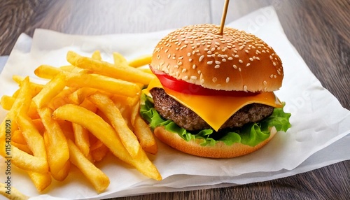 hamburger with french fries