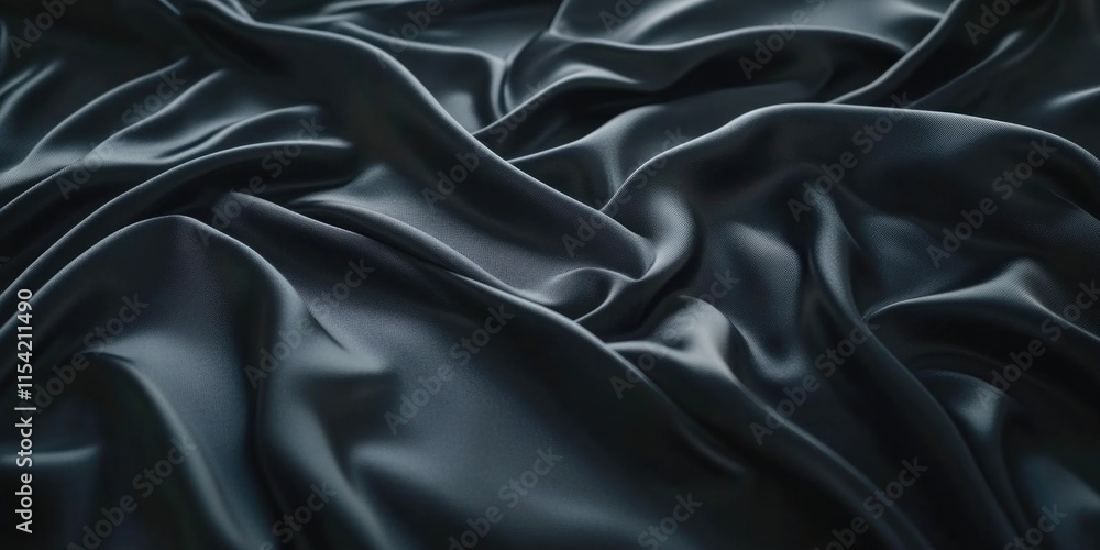 Obraz premium Black silk fabric close-up