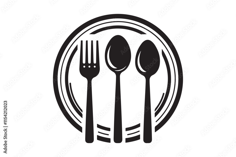 Dinner Plate, Fork and Knife Silhouette Dinner Plate, Fork and Knife Silhouette