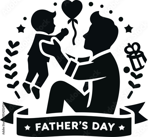 Wallpaper Mural Happy Father's Day Silhouette Vector In White Background  Torontodigital.ca