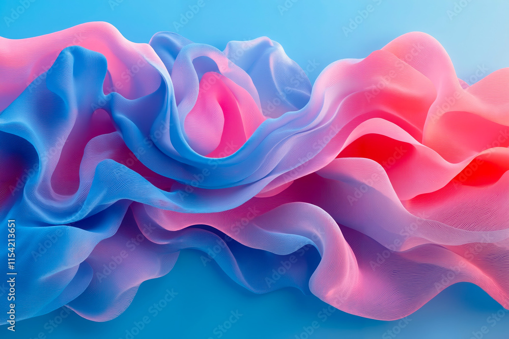 Obraz premium A close up of a pink and blue fabric on a blue background