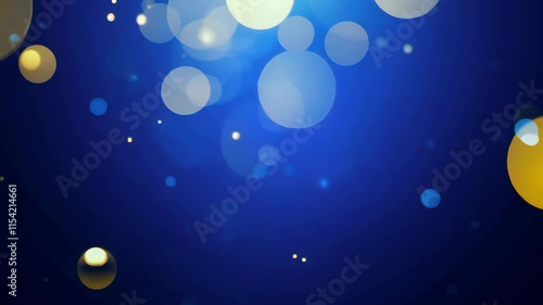 Shimmering blue and gold bokeh animation sparkles in abstract motion