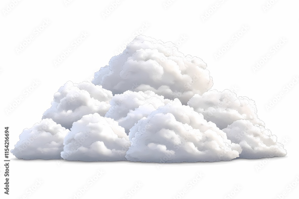 Realistic White Cloud Pile with Soft Edges for Creative Use Realistic White Cloud Pile with Soft Edges for Creative Use