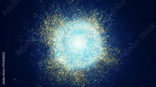 Brilliant abstract light explosion transformation in deep blue universe