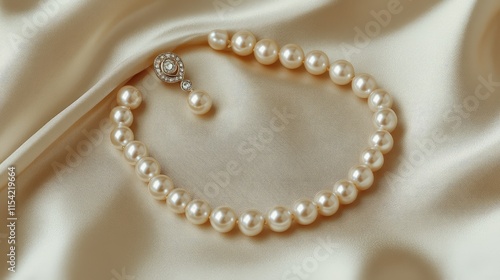 Elegant Pearl Bracelet on Luxurious Satin Fabric Background