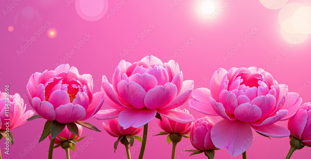 Fototapeta premium Pink lotus flowers blooming against a soft pink background