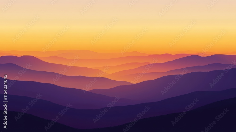 Fototapeta premium Serene Mountain Landscape at Sunset with Vibrant Gradient Hues