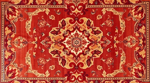 Intricate Persian Carpet Texture with Vibrant Colors and Detailed Patterns.
