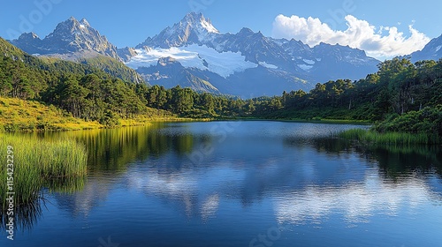 Majestic Mountain Reflected In Tranquil Lake Waters