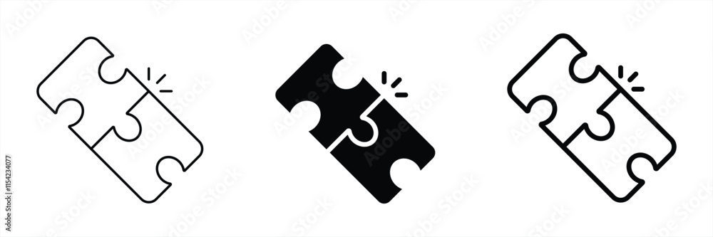 Puzzle icon set, thin line icons, editable stroke, puzzle game illustration Puzzle icon set, thin line icons, editable stroke, puzzle game illustration