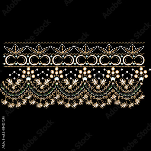 Isolated bouquet embroidery floral motifs leafs leaves ornaments flowers artwork for digital and textile print on fabric.