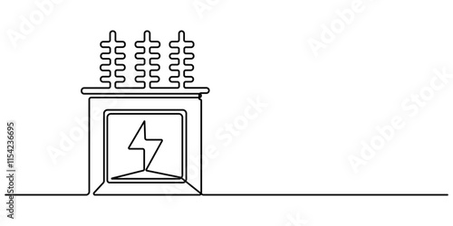 gearbox icon continuous one line drawing, Automatic transmission gear selector in modern offroad car, Concept showing the design process of a complex gearbox using a technical pro vector illustration.