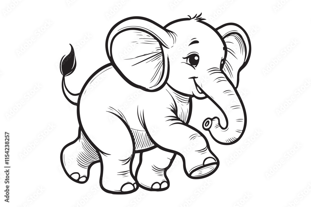 Obraz premium outline of an elephant walking to the left