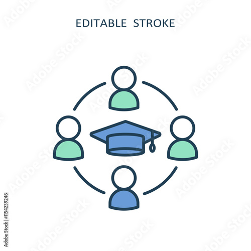 An icon representing an inclusive education program for students with special needs, highlighting the importance of accessibility and collaborative learning among peers and teachers