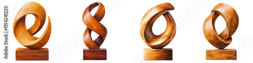 Elegant Abstract Wooden Sculptures Showcasing Intricate Designs and Natural Grain Patterns for Artistic Home Decor and Modern Office Spaces