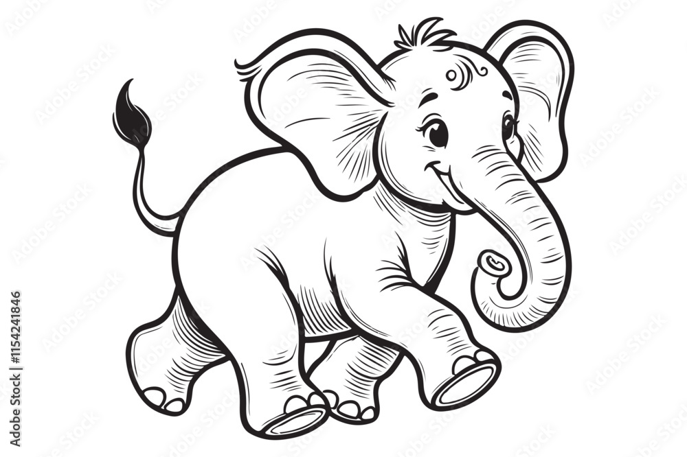 Obraz premium outline of an elephant walking to the left 
