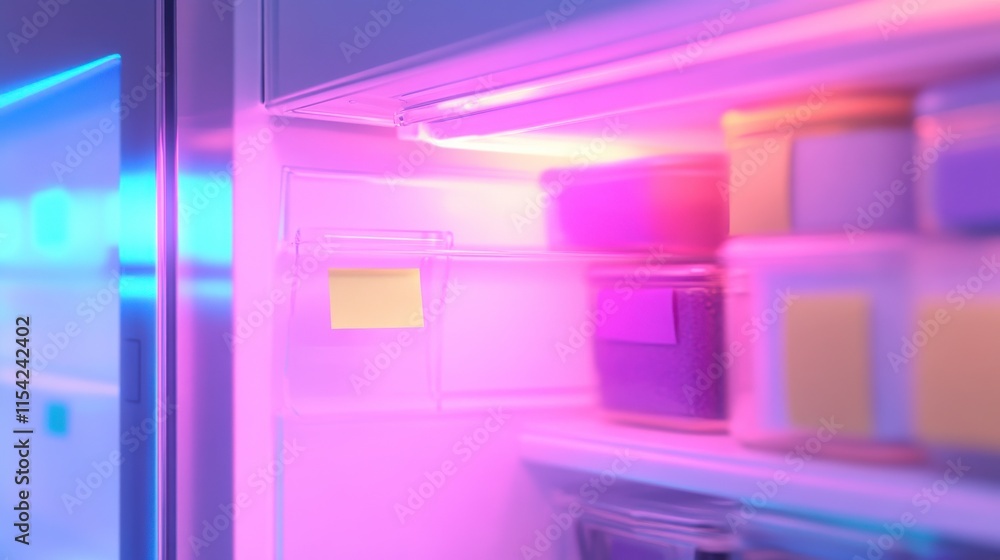 Colorful Affirmations on Fridge in Bright Kitchen Colorful Affirmations on Fridge in Bright Kitchen