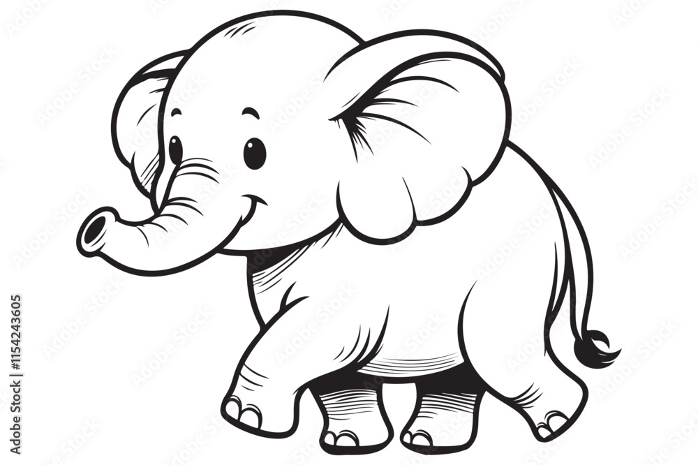 Obraz premium outline of an elephant walking to the left 